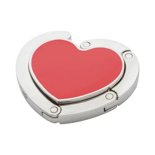 Gancio porta borsa in metallo a forma di cuore con chiusura magnetica