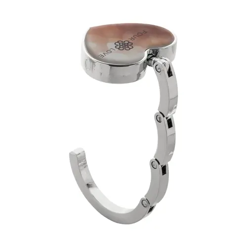 Gancio porta borsa in metallo a forma di cuore con chiusura magnetica