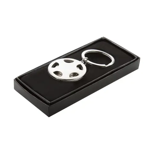 Portachiavi in metallo a forma di cerchione d'auto con moneta per la spesa