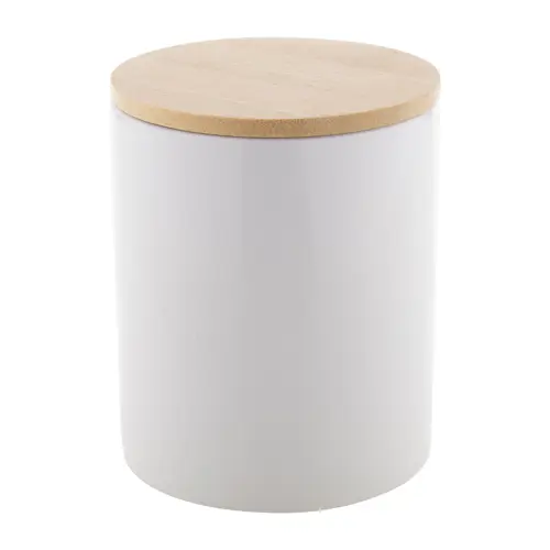 Tazza per sublimazione in ceramica bianca da 300ml con coperchio in bambù