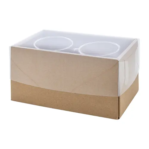 Set di 2 tazzine da caffè in vetro con piattini in bambù 90ml