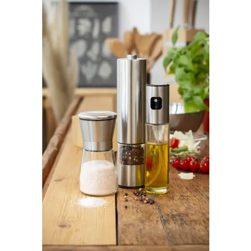 Macinino per sale e pepe manuale in acciaio inox e vetro