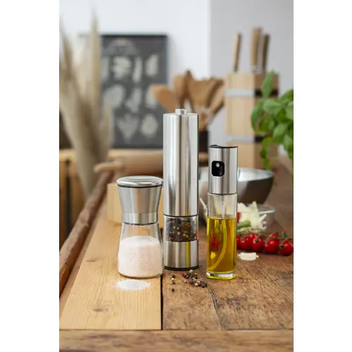 Macinino per sale e pepe manuale in acciaio inox e vetro