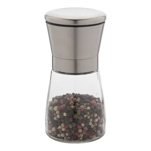 Macinino per sale e pepe manuale in acciaio inox e vetro
