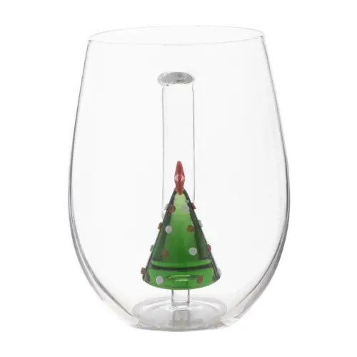 Tazza natalizia in vetro con decorazione interna a forma di albero 550ml