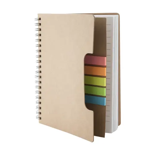 Block Notes B6 con copertina in carta riciclata r 60 fogli a righe e note adesive