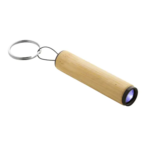 Mini torcia portachiavi in bambù con LED bianco