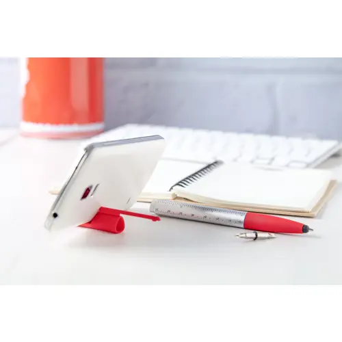 Penna a sfera touch con supporto per cellulare righello pulisci schermo e funzione cacciavite