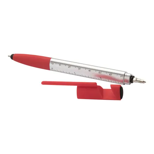 Penna a sfera touch con supporto per cellulare righello pulisci schermo e funzione cacciavite