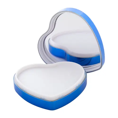 Balsamo labbra alla vaniglia contenitore metallizzato in ABS riciclato a forma di cuore protezione SPF15