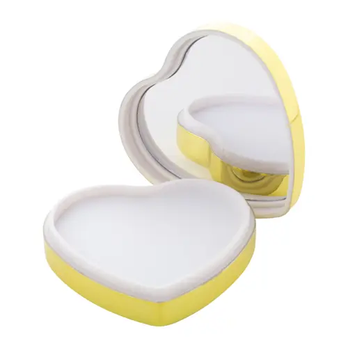 Balsamo labbra alla vaniglia contenitore metallizzato in ABS riciclato a forma di cuore protezione SPF15