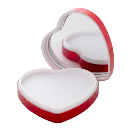 Balsamo labbra alla vaniglia contenitore metallizzato in ABS riciclato a forma di cuore protezione SPF15