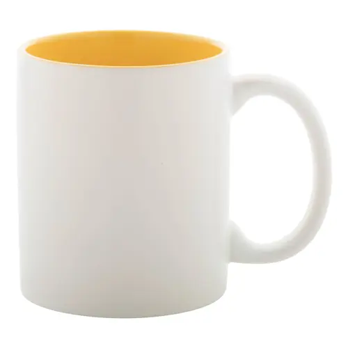 Tazza in ceramica bianca con parete interna colorata e personalizzazione in tinta 350ml