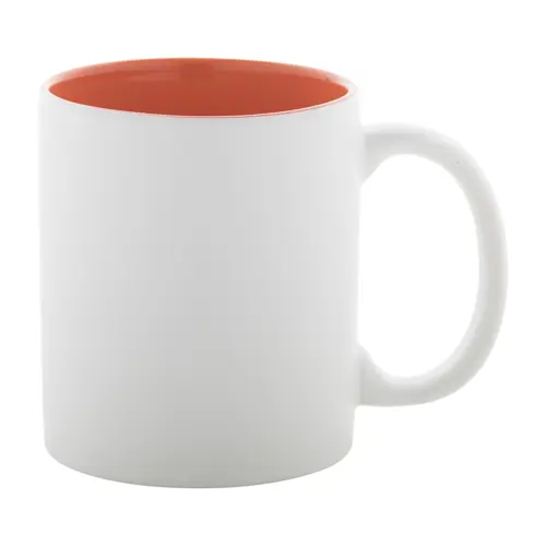 Tazza in ceramica bianca con parete interna colorata e personalizzazione in tinta 350ml
