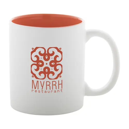 Tazza in ceramica bianca con parete interna colorata e personalizzazione in tinta 350ml