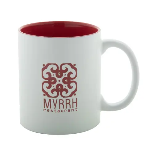 Tazza in ceramica bianca con parete interna colorata e personalizzazione in tinta 350ml