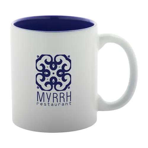 Tazza in ceramica bianca con parete interna colorata e personalizzazione in tinta 350ml