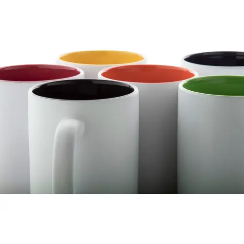 Tazza in ceramica bianca con parete interna colorata e personalizzazione in tinta 350ml
