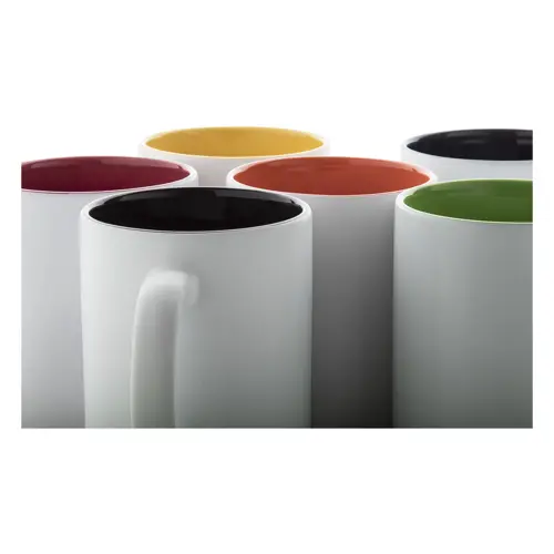 Tazza in ceramica bianca con parete interna colorata e personalizzazione in tinta 350ml