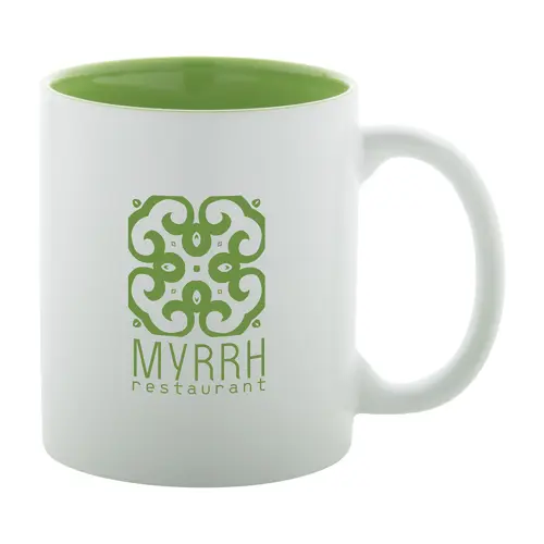 Tazza in ceramica bianca con parete interna colorata e personalizzazione in tinta 350ml