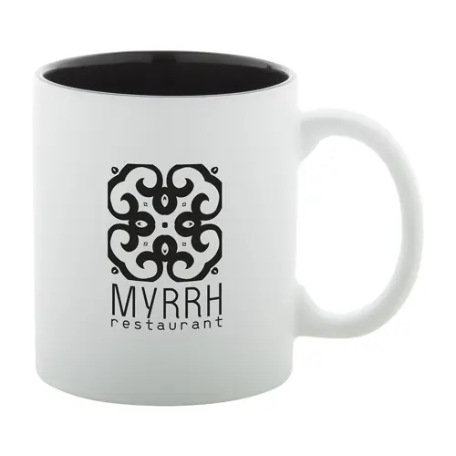 Tazza in ceramica bianca con parete interna colorata e personalizzazione in tinta 350ml