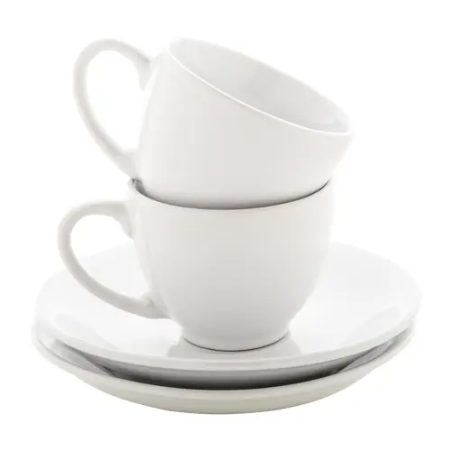 Set di 2 tazzine da caffé con piattini in ceramica 90ml