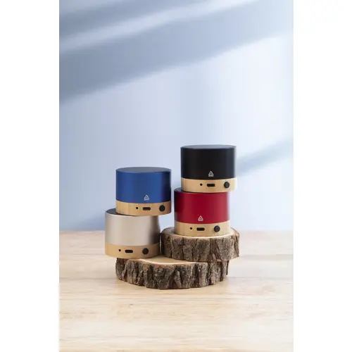 Cassa Bluetooth in alluminio riciclato e bambù con funzione di chiamata in vivavoce