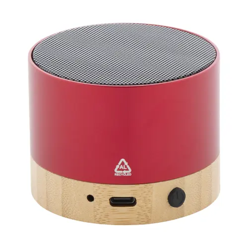 Cassa Bluetooth in alluminio riciclato e bambù con funzione di chiamata in vivavoce