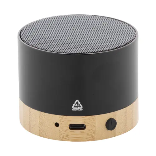 Cassa Bluetooth in alluminio riciclato e bambù con funzione di chiamata in vivavoce