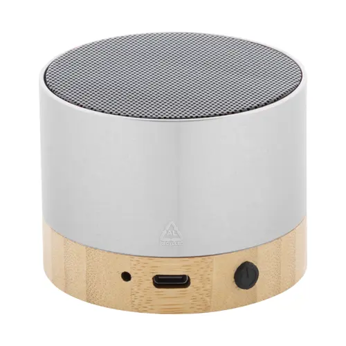 Cassa Bluetooth in alluminio riciclato e bambù con funzione di chiamata in vivavoce