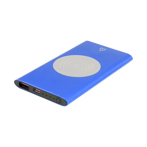 Power bank wireless in alluminio riciclato con ricarica rapida e porta USB-C da 4000mAh