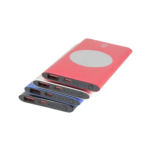 Power bank wireless in alluminio riciclato con ricarica rapida e porta USB-C da 4000mAh
