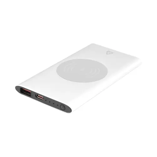 Power bank wireless in alluminio riciclato con ricarica rapida e porta USB-C da 4000mAh