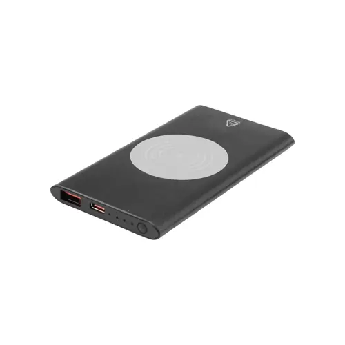 Power bank wireless in alluminio riciclato con ricarica rapida e porta USB-C da 4000mAh