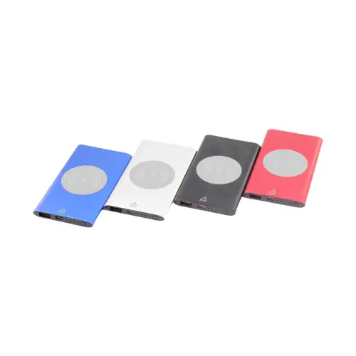 Power bank wireless in alluminio riciclato con ricarica rapida e porta USB-C da 4000mAh