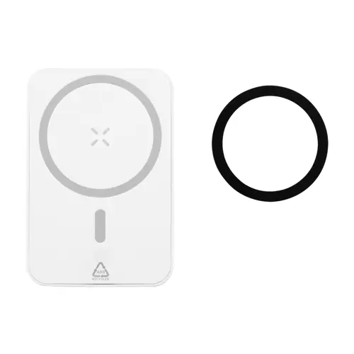 Power Bank wireless magnetico in ABS riciclato con porta USB-C da 5000mAh