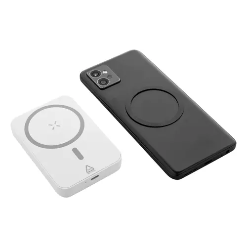 Power Bank wireless magnetico in ABS riciclato con porta USB-C da 5000mAh