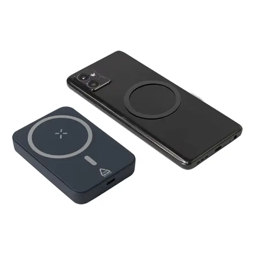Power Bank wireless magnetico in ABS riciclato con porta USB-C da 5000mAh