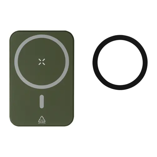 Power Bank wireless magnetico in ABS riciclato con porta USB-C da 5000mAh
