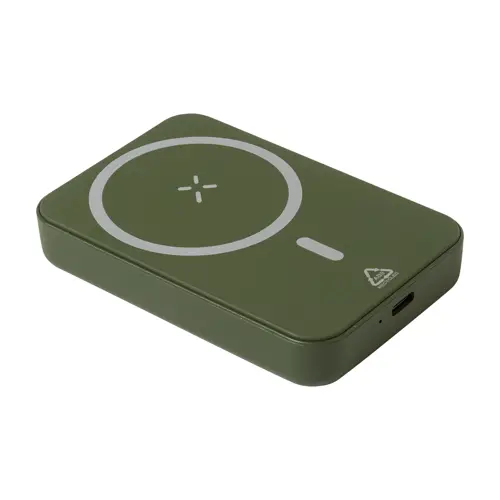 Power Bank wireless magnetico in ABS riciclato con porta USB-C da 5000mAh