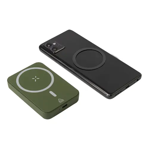 Power Bank wireless magnetico in ABS riciclato con porta USB-C da 5000mAh