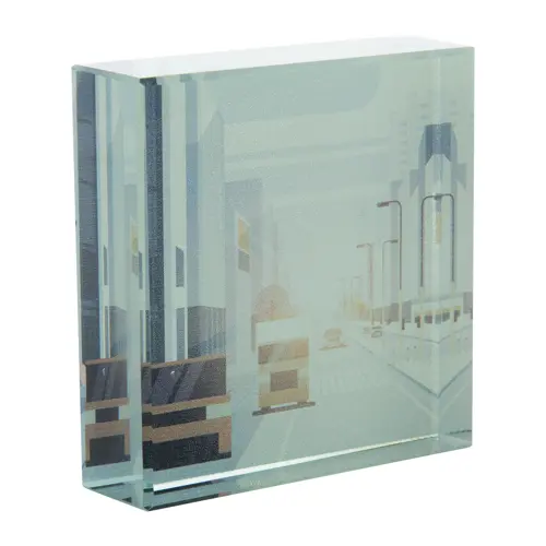 Trofeo premio in vetro di forma quadrata 60x60x20mm