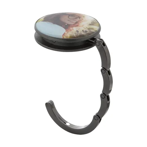 Gancio porta borsa pieghevole in metallo con finitura lucida in confezione regalo