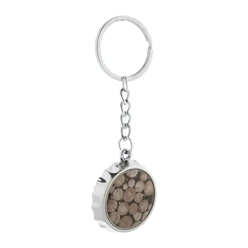 Portachiavi in metallo a forma di tappo di bottiglia con apribottiglie in confezione regalo nera