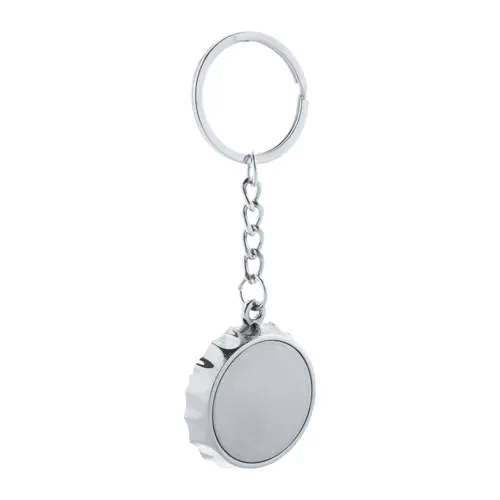 Portachiavi in metallo a forma di tappo di bottiglia con apribottiglie in confezione regalo nera