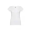 T-shirt da donna bianca scollo a v taglio aderente 100% cotone 150gr