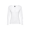 Maglietta da donna a maniche lunghe bianca a girocollo taglio regolare 100% cotone 150gr