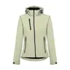 Giacca softshell da donna colori assortiti con cappuccio rimovibile in poliestere e foderato in pile 280gr