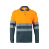 Polo da lavoro Velilla bicolore con maniche lunghe e strisce riflettenti in poliestere 160gr