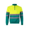 Felpa da lavoro bicolore Velilla in pile di poliestere con colletto alto e mezza zip 300g